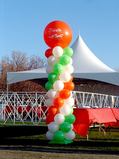 25th anniversary ms society balloon columns
